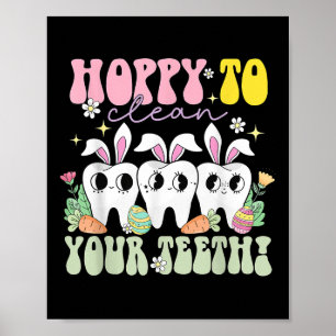 Affiche Espérons Nettoyer Vos Dents Jour De Pâques Dentair