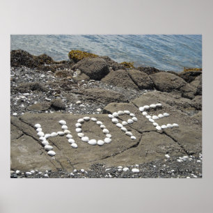 Affiche Espoir - Art de coquillages sur la plage