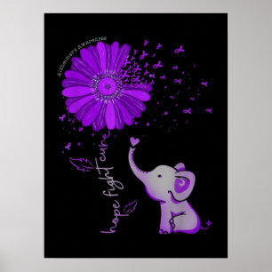 Affiche Espoir Combat Éléphant Mignon Alzheimer Ruban Viol