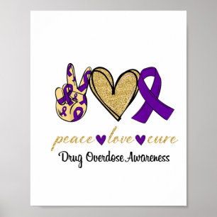 Affiche Espoir d'amour en paix Ruban violet Sensibilisatio
