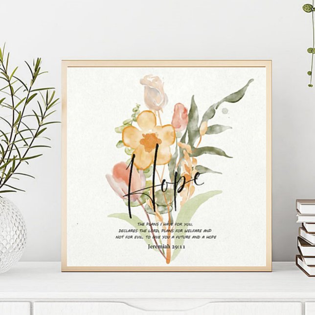 Affiche Espoir-Jérémie 29:11 floral orange (Créateur téléchargé)