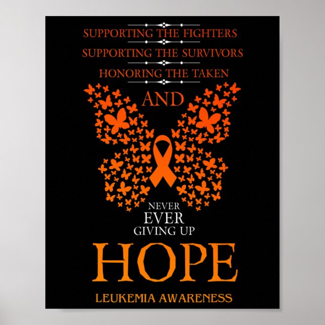 Affiche Espoir Leucémie Sensibilisation Orange Ribbon (Devant)