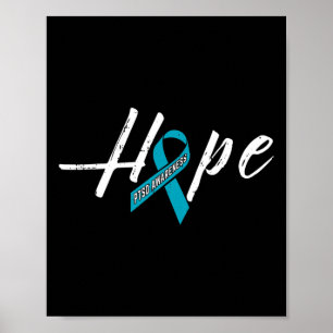 Affiche Espoir Turquoise Ribbon Ptsd Sensibilisation à l'e