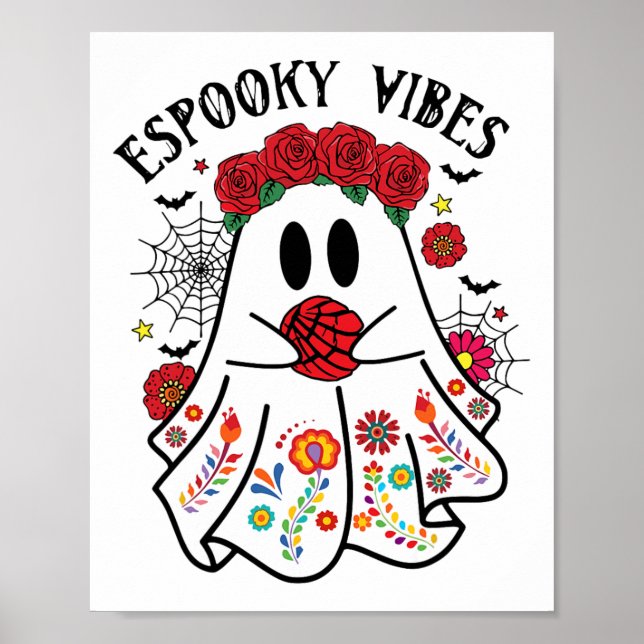 Affiche Espooky Vibes Halloween Ghost Mexicain Concha Spoo (Devant)
