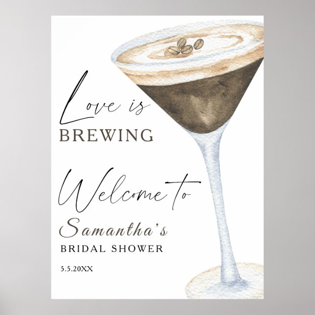 Affiche Espresso Martini Bienvenue Douche nuptiale (Devant)