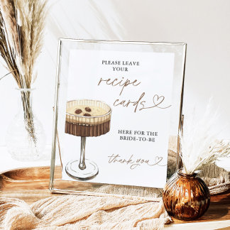 Affiche Espresso Martini Bridal Recipe Cards Sign, Recipe 
