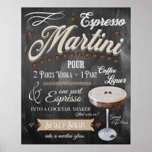 Affiche Espresso Martini Chalkboard Recette