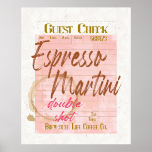 Affiche Espresso Martini Guest Check Type de réception