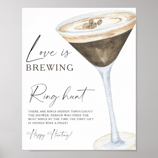 Affiche Espresso martini nuptiale douche Ring chasse jeu (Devant)