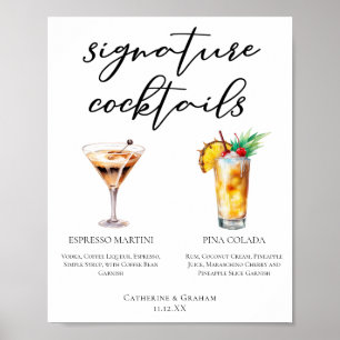 Affiche Espresso Martini Pina Colada Cocktails Menu