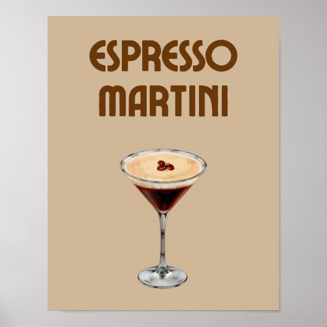 Affiche Espresso Martini Retro Tan et cocktail Brown (Devant)