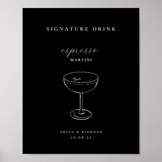 Affiche Espresso Martini Signature Drink Wedding Bar (Devant)