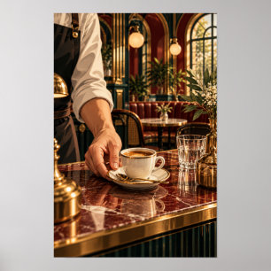 Affiche Espresso Servi dans un Café Élégant – Café de Luxe