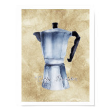 Espresso vintage café Moka Pot aquarelle Art