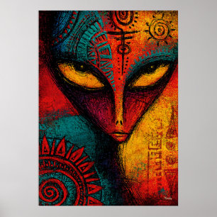 Affiche Esprit Alien Cosmique Art Abstrait – Expressionnis
