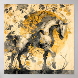 Affiche Esprit botanique vintage Cheval Blanc Floral Vigne