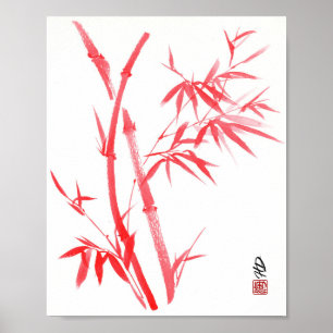 Affiche Esprit de bambou cramoisi