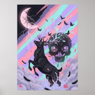 Affiche Esprit de cerf mystique gothique pastel