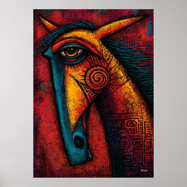 Affiche Esprit de Cheval Primitif – Abstraction Expression (Devant)