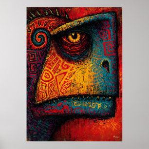 Affiche Esprit de dinosaure primal expressionniste abstrai