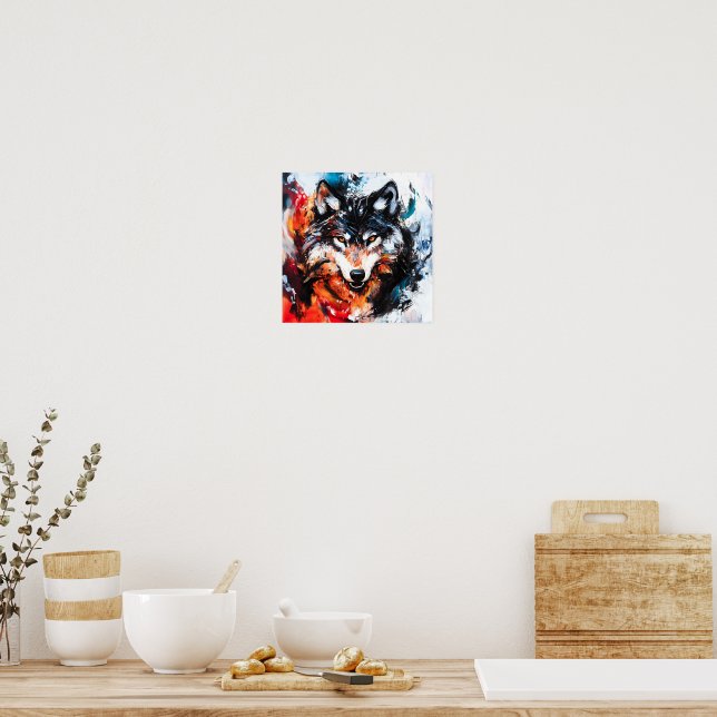 Affiche Esprit de loup sauvage abstrait (Cuisine)