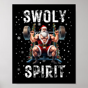 Affiche Esprit de Noël drôle de Santa pour la musculation
