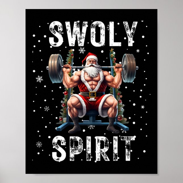 Affiche Esprit de Noël drôle de Santa pour la musculation  (Devant)