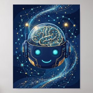 Affiche Esprit de Robot IA — Intelligence Artificielle Fut