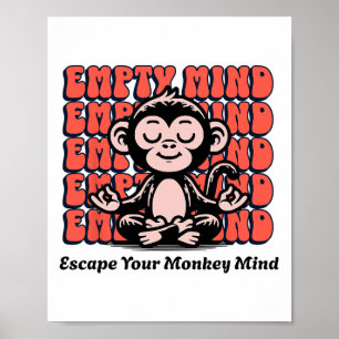 Affiche Esprit de singe, chimpanzé méditant, méditation de