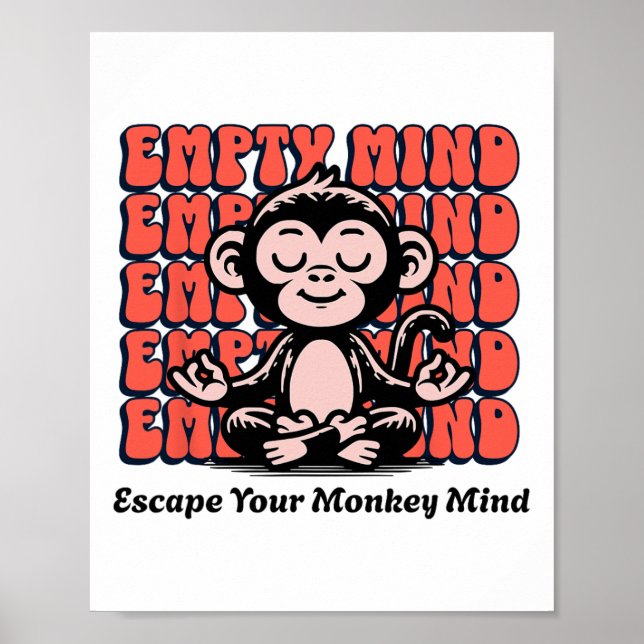 Affiche Esprit de singe, chimpanzé méditant, méditation de (Devant)