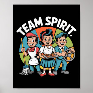 Affiche Esprit d'équipe Retour à l'école Rétro Culture de
