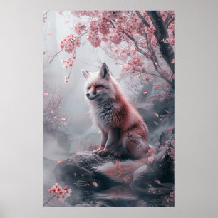 Affiche Esprit Kitsune – Renard Japonais dans la Forêt en
