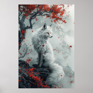 Affiche Esprit Kitsune – Renard Japonais dans la Forêt en