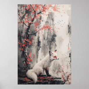 Affiche Esprit Kitsune – Renard Japonais dans la Forêt en