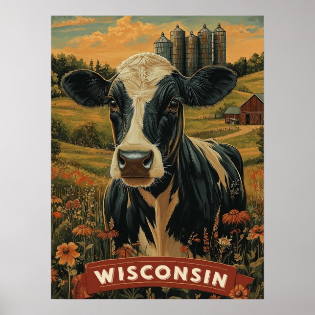 Affiche Esprit patriotique vintage du Wisconsin (Devant)