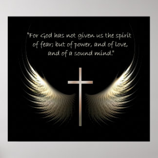Affiche Esprit Saint Ailes avec Croix et Écriture Verse