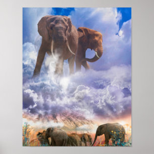 Affiche ESPRITS ÉLÉPHANTS DU Mont Kilimandjaro