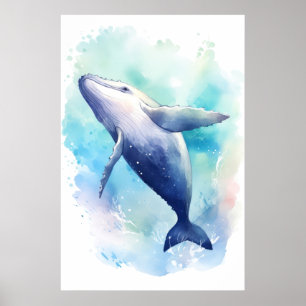 Affiche Esquisse de baleine d'aquarelle.