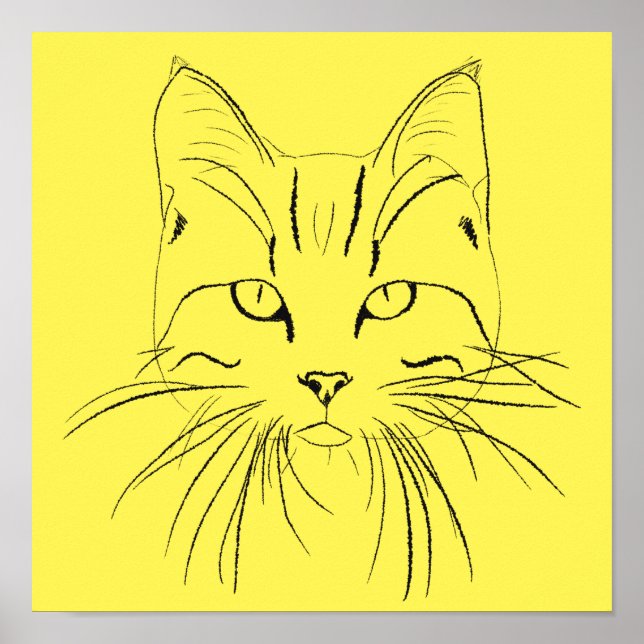 Affiche Esquisse de chat - Couleur personnalisable (Devant)