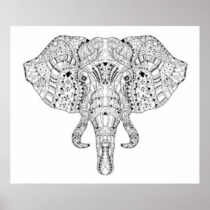 Affiche Esquisse de la tête d'éléphant 2