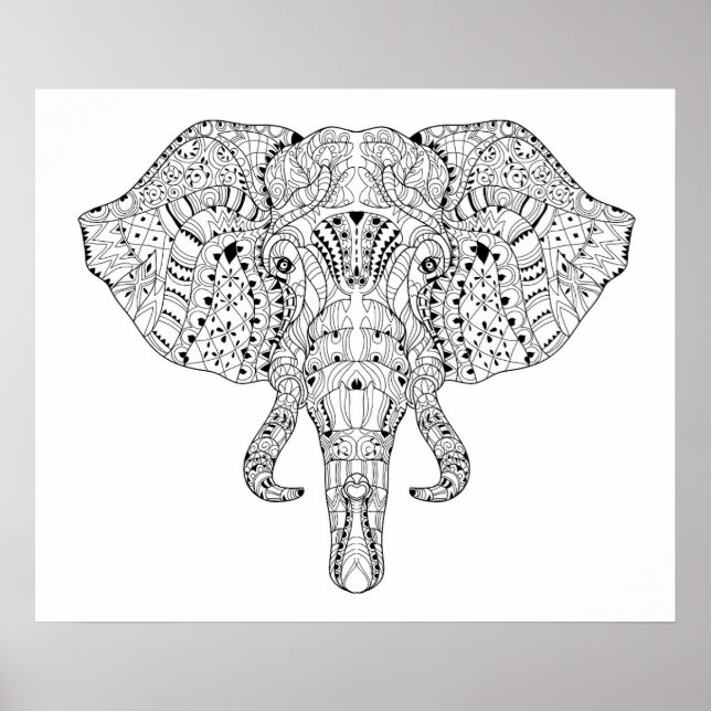 Affiche Esquisse de la tête d'éléphant 2 (Devant)