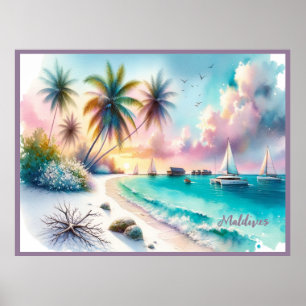 Affiche Esquisse de luxe des Maldives  