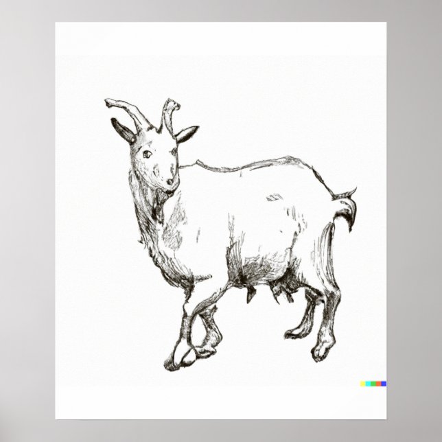 Affiche esquisse dessinée à la main de mouton dans Ukiyo-E (Devant)