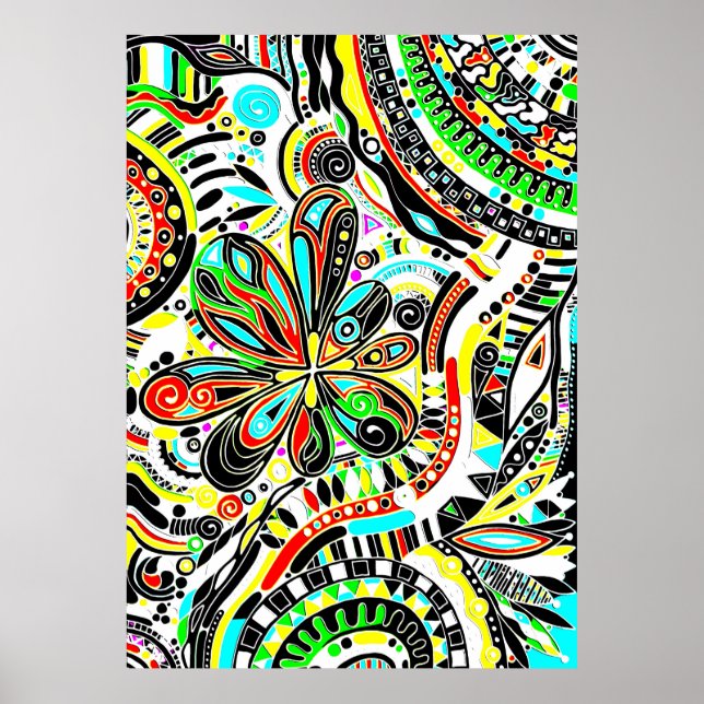 Affiche Esquisse Imaginaire Art - Fleurs Abstraites 3 (Devant)