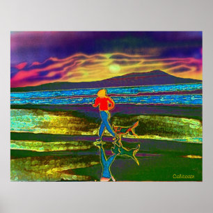 Affiche Essai de coucher du soleil avec un chien…