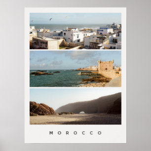 Affiche Essaouira & Legzira, Collage de voyage au Maroc mo