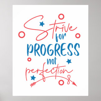 Affiche Essayer pour le progrès pas la perfection mot sall