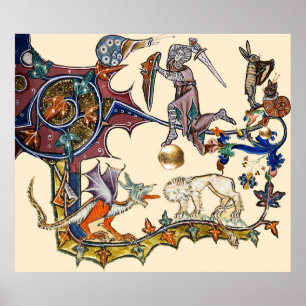 Affiche ESSENCE DE GUERRE BESTIAIRE MÉDIÉVALE vs Chevalier