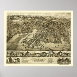 Affiche Essex, CT Carte panoramique - 1881
