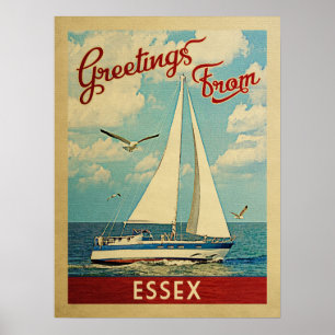Affiche Essex Vintage voyage de voilier Connecticut